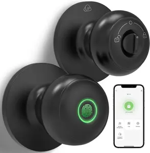 GeekTale Fingerprint Door Lock for Bedrooms, Fingerprint Door Knob with Lock, Smart Door Lock, App Control, Back-up Keys, Thumbprint Door Knob for Bedrooms, Office, Apartment