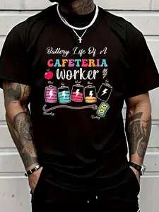 Battery Life Of A School Lunch Lady Cafeteria Worker Funny T T Shirt Graphic Tees Men Breathable Sweat Wicking and Soft Suitable for Daily Commutes Lounging at Home and Casual Wear.2026 New Year's Party Street Style Outfits T Shirts