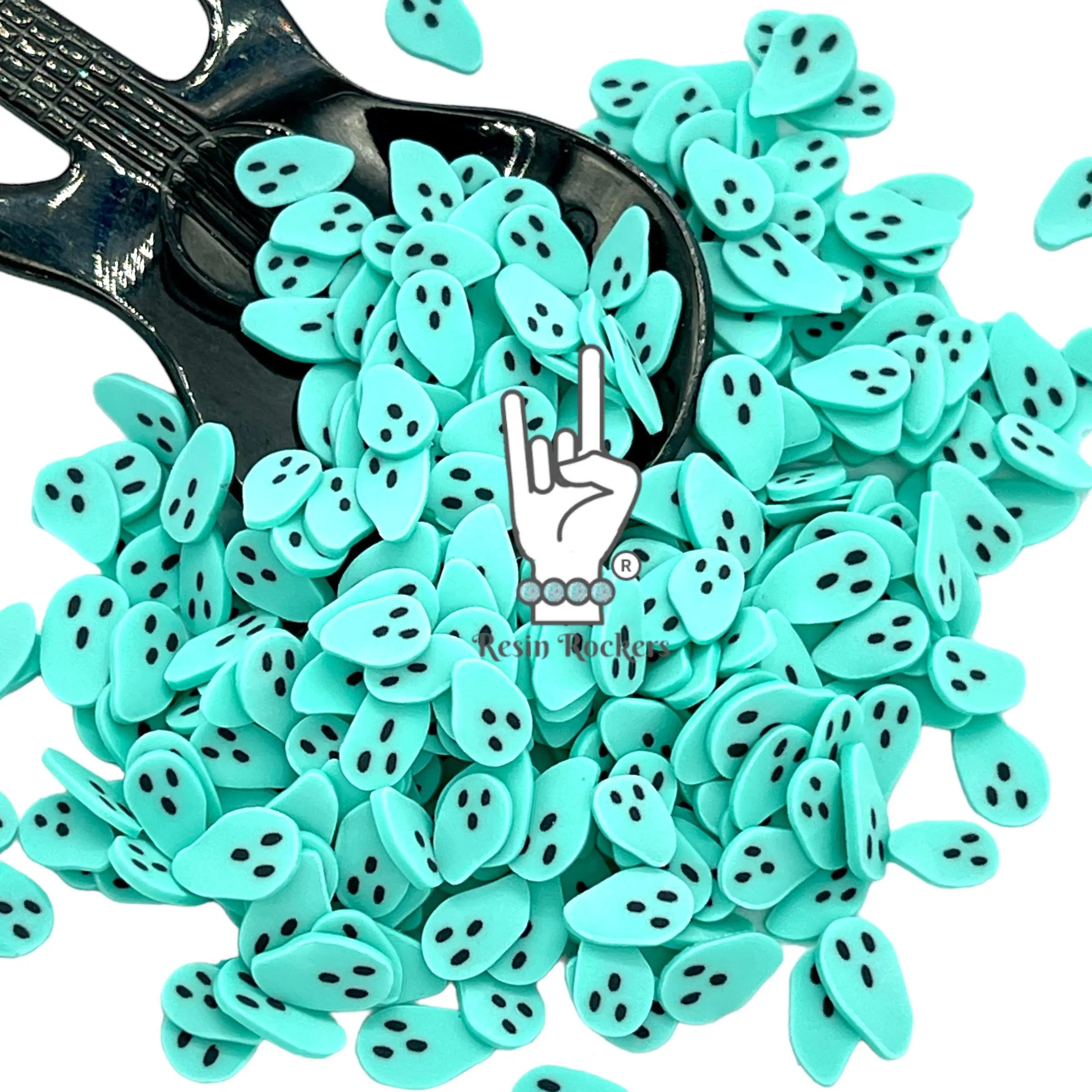 Teal Ghost Polymer Clay Pieces