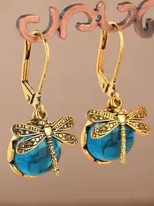 1 Pair of Blue Dragonfly-shaped Pendant Earrings, Suitable for Daily Wear and Vacation, Is The Perfect Gift for Her
