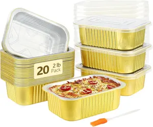 30oz  Pans Foil Baking Tins with  20 Pack, 7"x5" Bread Loaf Pan Disposable Cake Tin,Heavy Duty Foil Leftover Containers,Deep To Go Containers Holders for Heating Meal Prep
