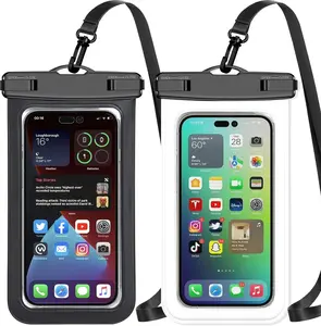 2 Pack Waterproof Phone Pouch for Beach & Travel, IP68 Waterproof Phone Case with Lanyard, Clear Dry Bag Fits Phones Up to 8.3 Inches, Black & White