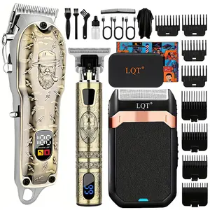 LQT 3-in-1 Professional Hair Clipper Set - 0-Gapped T-Blade Trimmer, Electric Shaver for Men, Barber Equipment Kit for Home Hair Trimming，Ideal Festival & Valentine's Day Gift for Men