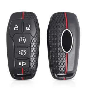 Ford Fusion F-150 Edge Mondeo Kuga Mustang Explorer Fusion Accessories Holder Case Keychain Silicone Remote Car Key Cover 5 Buttons Car Key Case Cover Key Bag Shell Holder