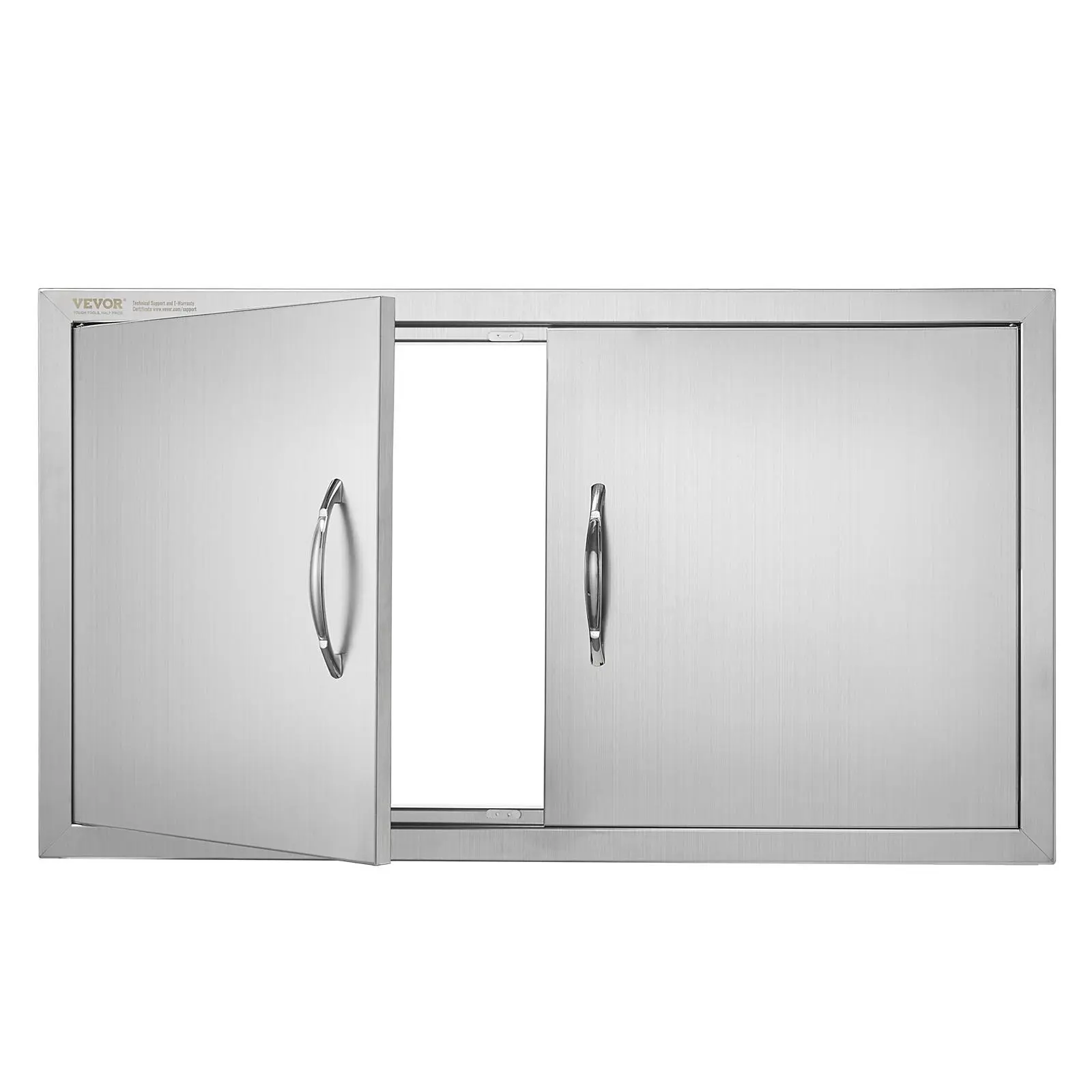 【Fallpicks】VEVOR Stainless Steel Flush Wall-Mounted Outdoor Kitchen Double Doors, 34x19x2 in/34"x19"x46 mm Vertical Unit with Handles, Detachable Panel Structure & Magnetic Seal, for BBQ Island, Grilling Station