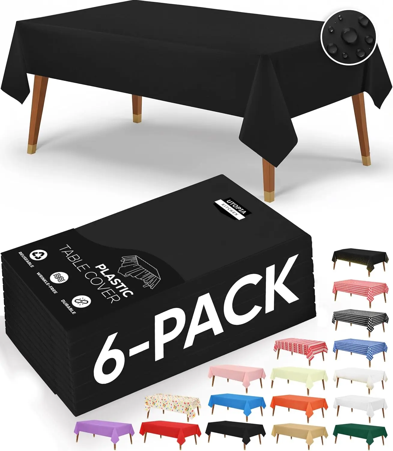 Kihcly Disposable Plastic Tablecloth - Outdoor/Party Waterproof, Stain-Resistant Outdoor Table Cover