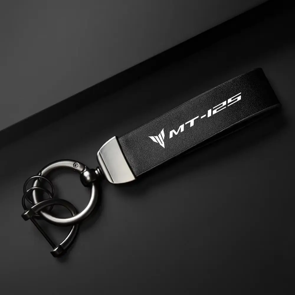 PU Leather Motorcycle Keychain Keyring for Yamaha MT-125 2014-2020, Durable Accessory for Motorbike Fans, Stylish Gift Idea, Minimalist Design Keychain