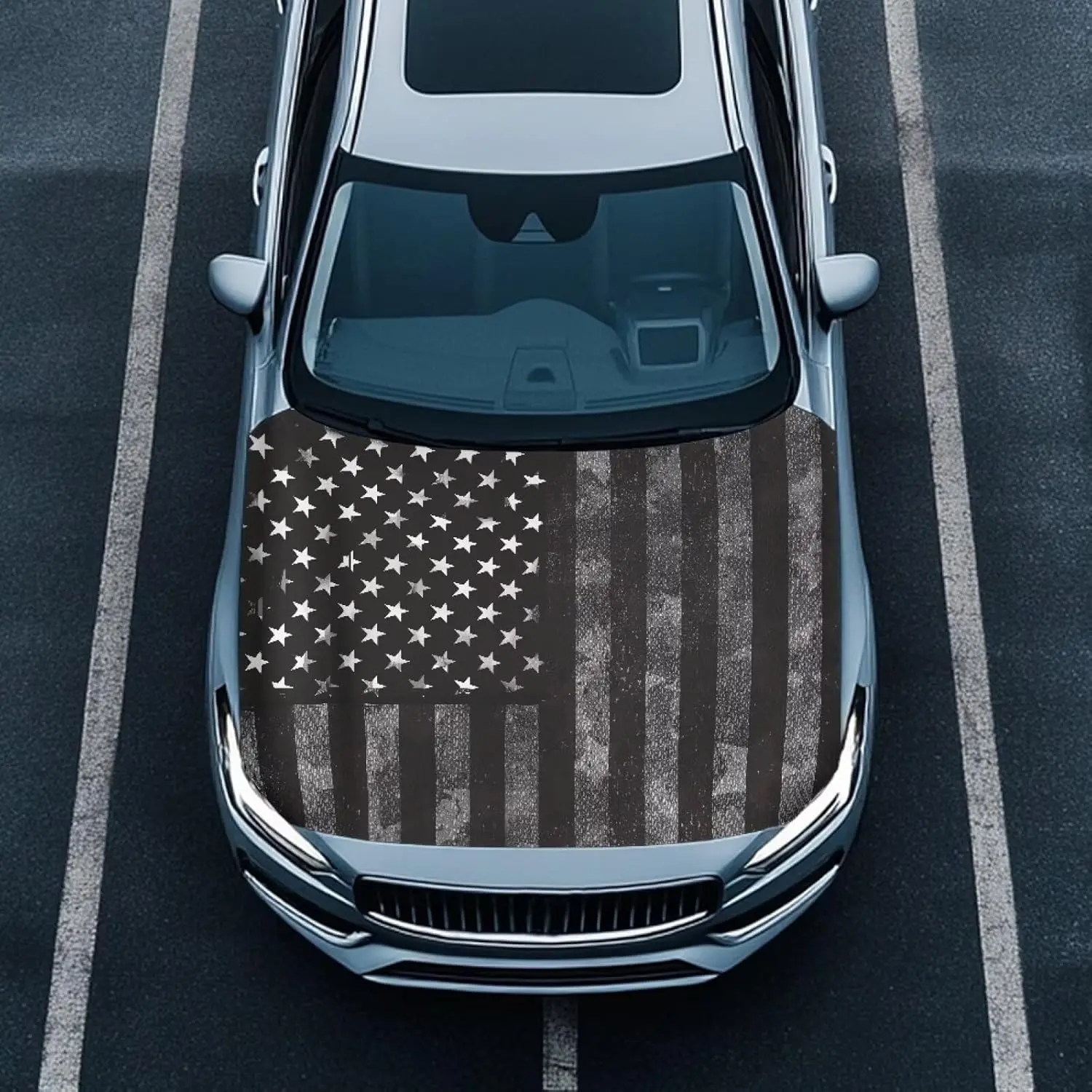 Renewold American Flag Car Hood Cover Wrap Vehicle Hood Blanket Protector Spring Fall Winter Summer Hood Covers Decoration for Cars Outdoor Indoor Automotive Exterior Accessories