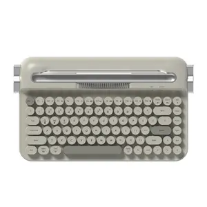 AJAZZ AF84 Wireless Thin Film Keyboard, Multifunctional Keyboard, Dual Mode 2.4G Bluetooth Retro Punk Typewriter Office ABS Material Circular Keycap Supports Multiple Systems Suitable for Office and Gaming