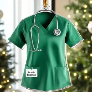 Personalized Nurse Christmas Ornament, Custom Medical Scrubs Gift, New Nurse Graduation Keepsake