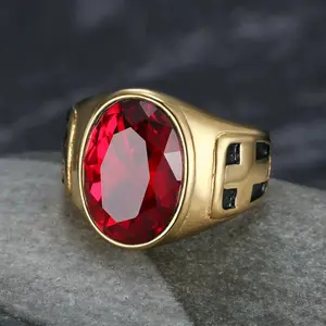 Sparkling Zircon Cross Ring, Light Luxury Business Style, Stainless Steel Ring, Retro Punk Style, Halloween Gift, Christmas Gift, High-quality Accessories, Evening Decoration, Gift for Boyfriend