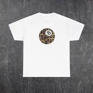 Cheetah Print 8 Ball T-Shirt - Bold Colors with Unique Graphic Design