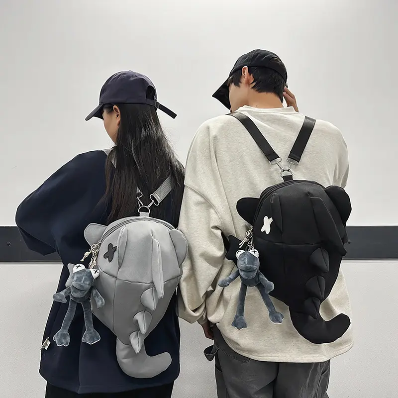 Novelty 3D Shark Shape Backpack For Men Women, Convertible Sling Chest Crossbody Bag, Adjustable Strap, Cute Frog Pendant, Streetwear Travel Sports Daypack