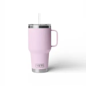 YETI Rambler 35 oz Tumbler with Handle and Straw Lid Travel Mug Water Tumbler Vacuum Insulated Cup Stainless Steel Cherry Blossom Textured Drinkware Bottled