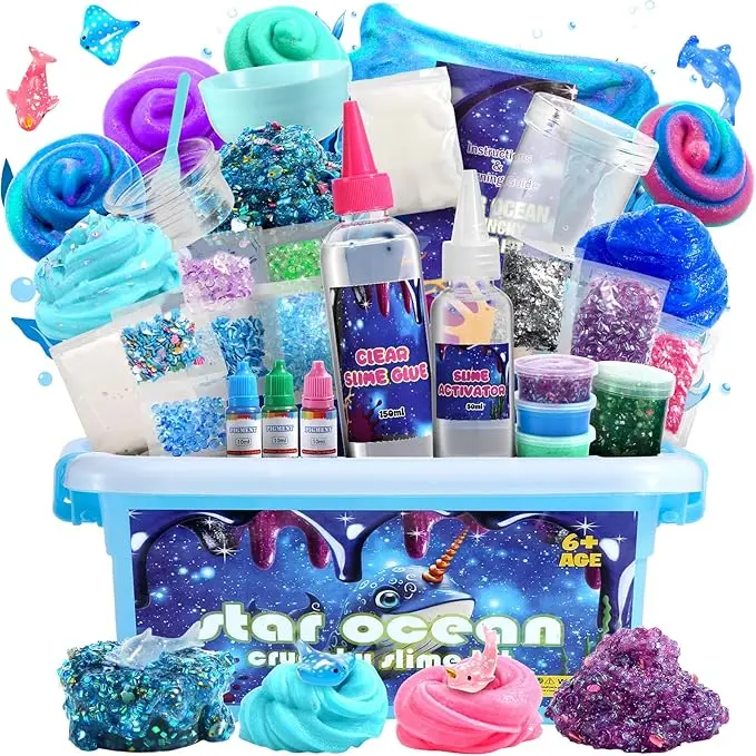 Slime Kit for Girls Ages 8-12 DIY Slime Making Kit with Mini Butter Clear Water & Cloud Slimes Kids Craft Activity Set Sensory Toys for 6 7 8 9 10 Year Old Girls Birthday Gifts & Cute Party Favors