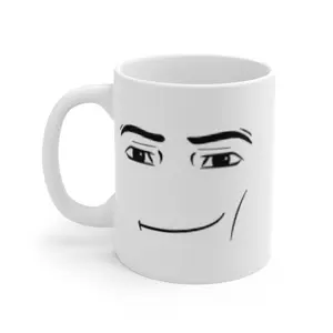 Roblox Man Face Mug 11oz 15oz, Double Sided, White Ceramic Mug, Roblox funny, Coffee Mug, Gamer Cup, Meme Mug