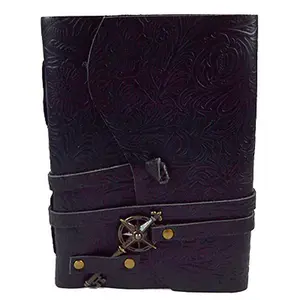 5x7 Black Embossed Leather Journal Floral Key Cord Grimoire