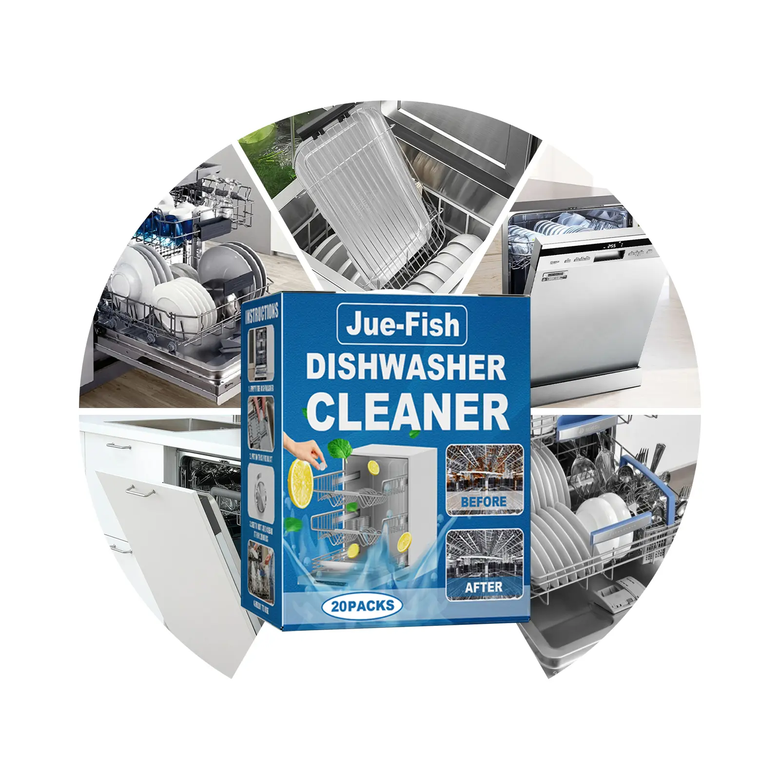 Jue Fish dishwasher cleaning sheet desktop built-in drawer dishwasher specific stain removal and oil stain removal cleaning sheet