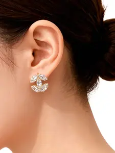 Elegant Zirconia C Earrings Set, Versatile Earrings, Statement Earrings, Fashionable Sparkling Jewelry for Women, Light Luxury Ear Accessories, Trendy Jewellery Accessories, Perfect Gift Idea