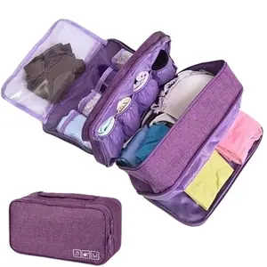 Portable Waterproof Bra Storage Bag, Multi-grid Travel Bra Organizer, Lightweight Foldable Design Storage Bag for Home & Travel & Business, Travel Accessories