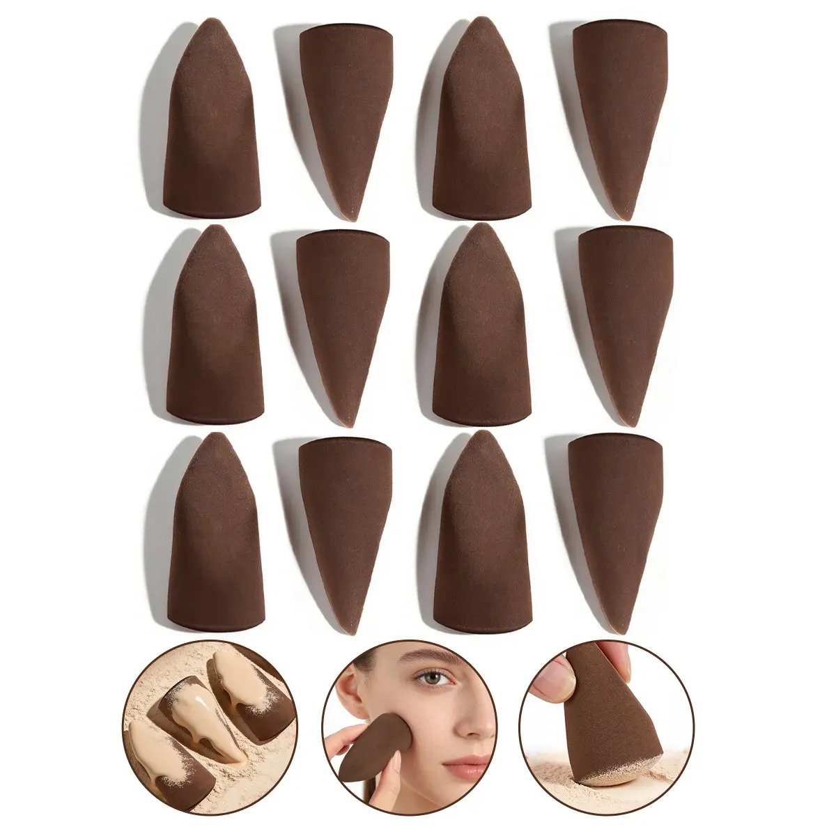 Maange 12-Piece Multi-Functional Makeup Sponges, Professional Cosmetic Tools, Ideal for Foundation Application, Durable Design, Beauty Sponges