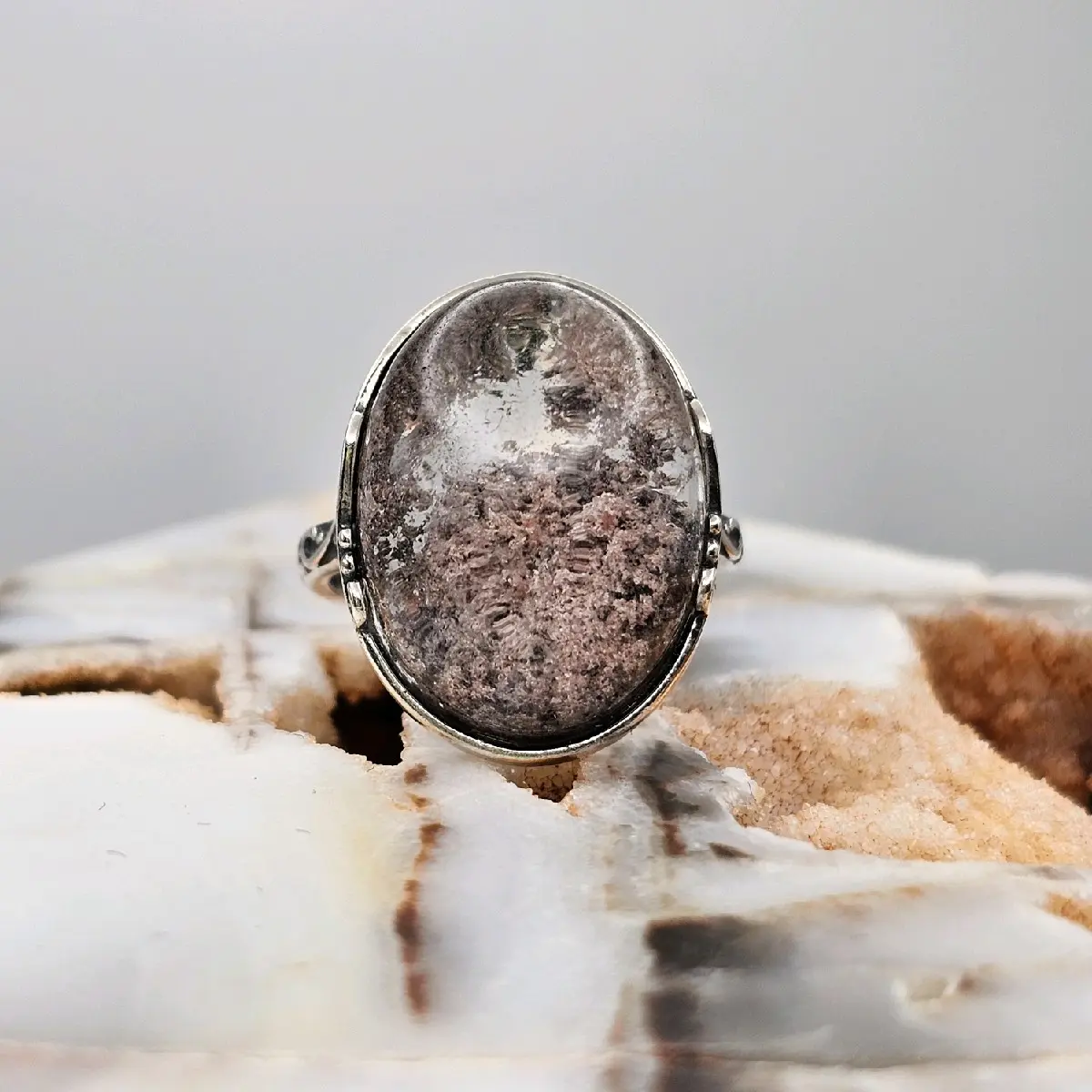 Large Lodolite/Garden Quartz Ring