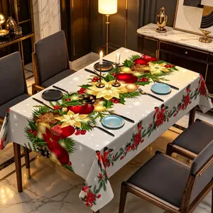 1pc festive red magenta pattern printed square tablecloth, washable square table cover suitable for kitchen banquets, picnics, birthdays, parties, home decoration