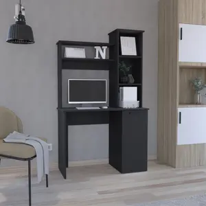 (High end and high-quality Computer desk)Computer Desk with Hutch, Single Door Cabinet, Expansive Work Surface and 3-Tier Storage Shelves, Gaming Office Writing Work Desk for Home Office, Study, Bedroom, Work from Home