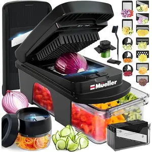 Mueller ULTIMATE 12 Blade Vegetable Chopper, Mandoline Slicer and Spiralizer, Dicer, Grater, Kitchen Essentials & Accessories, Black