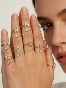 Fashion Bubble Letter Women's Adjustable Ring, Stackable Rings, Initial Ring, Promise Ring, Casual Jewelry Accessory, Perfect for Anniversaries, Weddings, Parties