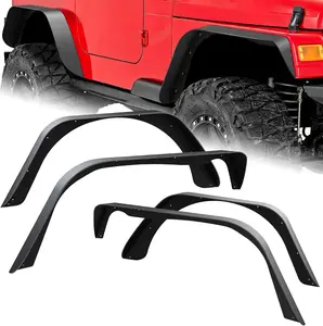 Nilight Off-Road Fender Flares Kit Compatible with 1997 1998 1999 2000 2001 2002 2003 2004 2005 2006 Wrangler TJ & LJ Heavy-Duty Solid Steel Black Textured Front Rear Flat 4 PCS, Aggressive Look