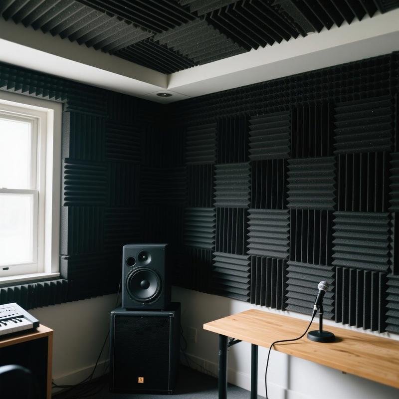 12/24/48PCS Black/White Acoustic Foam Panel Wedge Studio Soundproofing Wall Tiles, Sound Absorbing Panels For Ceiling Reading Room Meeting Room Study Library Club Cinema Music 12"X12"X1"