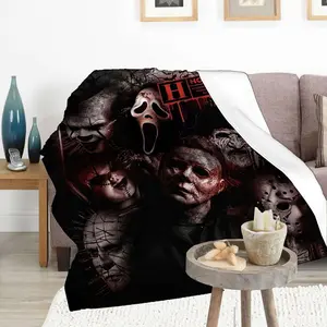 Horror Movie Blanket Classic Horror Theme Horror Movie Character Throw Blanket for Adults Soft Cozy Blanket for Couch Sofa Bed Travel Blanket