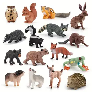Simulation Forest Wild Animal Model Toy, 16pcs/set Cute Animal Design Mini Animal Model Toy, Birthday Cake Decoration Ornament, Model & Animal Toy for Kids, Pvc Action Figures