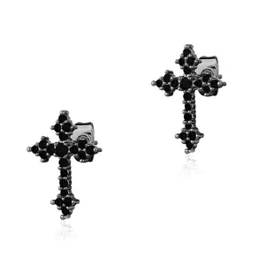 Sparkling Cross Studs with Cubic Zirconia ，Bold Yet Delicate Ear Jewelry，Elegant Daily & Occasion Wear