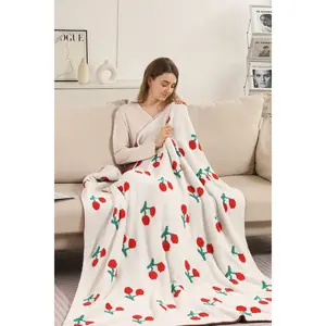 ComfyLuxe Mini Cherries Pattern Luxury Soft Throw Blanket