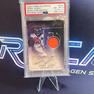 Panini 2020 Playbook Jerry Jeudy Signature Routes PSA/DNA Certified NM-MT 8 Auto 10 #SRJJ Denver Broncos Trading Card