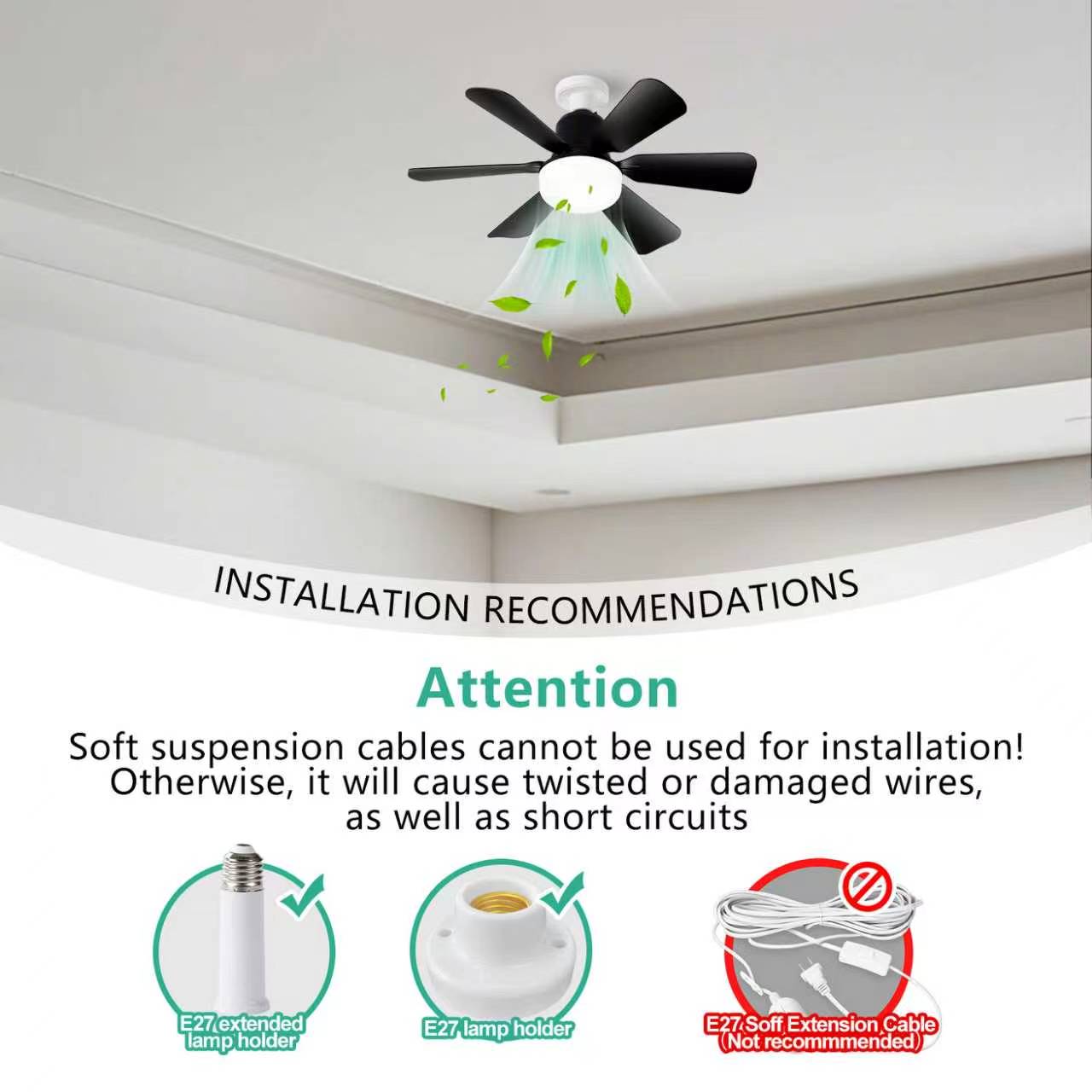 3-in-1 Socket Fan Light with Remote - Easy Install Ceiling Fan with Dimmable LED for Bedroom, Kitchen & Garage | No Wiring Needed