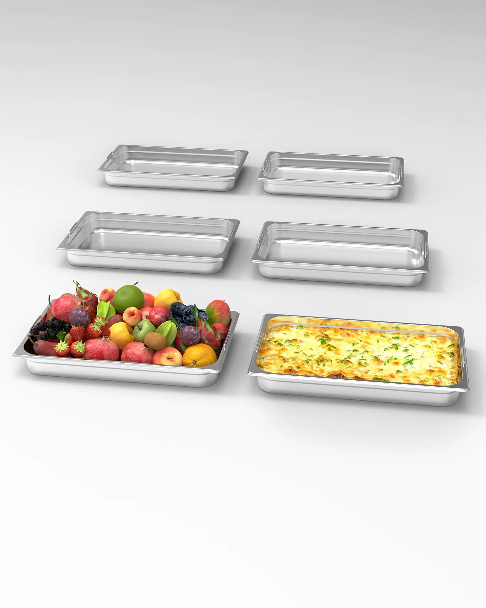 【GARVEE】6 Pack Full Size Food Pan,2.5 Inch Deep Commercial Catering Hotel Pan, NSF Certified, Stainless Steel Anti-Jamming Steam Table Pans,No Handle + No Lid