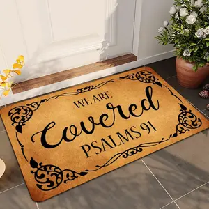 Welcome Mats for Front Door Outdoor Entry We are Covered Psalms 91 Doormat Non Slip Rubber Mat for Home Indoor Farmhouse Funny