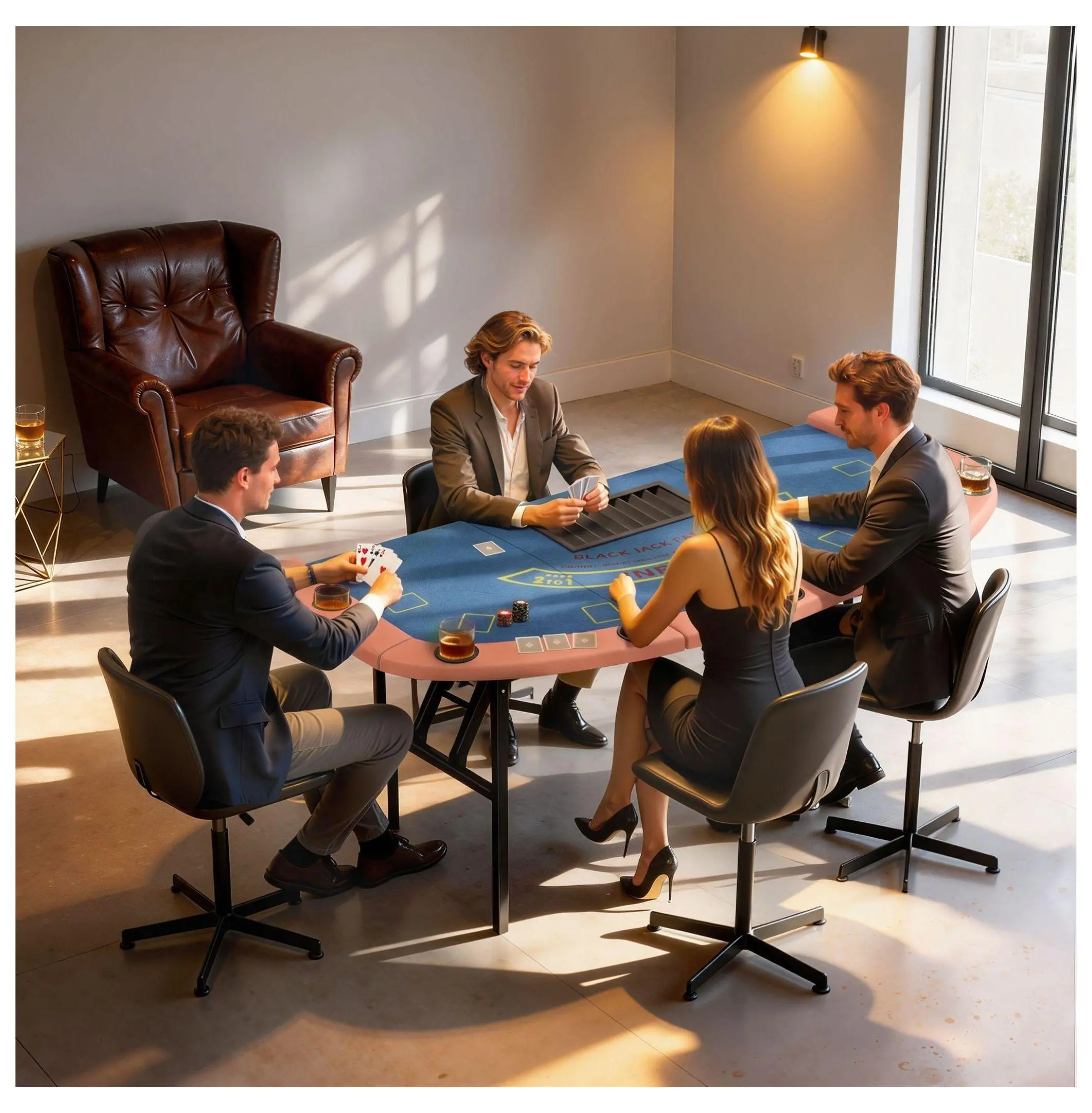 72" Foldable Blackjack Table for 8 Players - Portable Casino Game Table with Cup Holders, Blue Felt