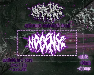 Spiderweb Banner Vinyl Car Decal Windshield Sticker for Car Enthusiasts 2 Sizes 24x11in & 12x5.5in White Black Chrome