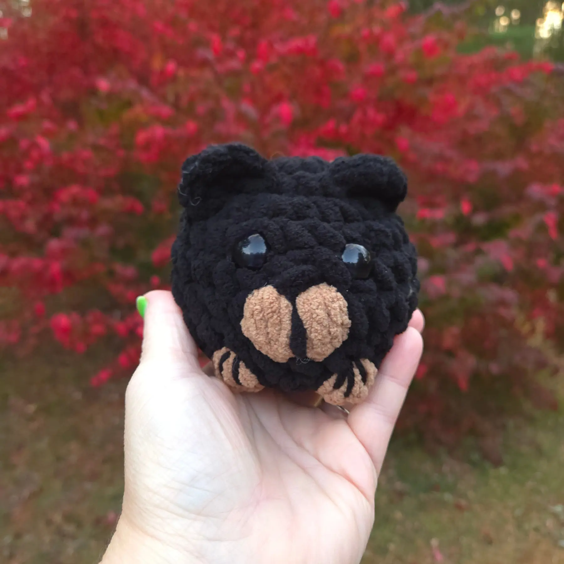 Crochet woodland critter black bear plush