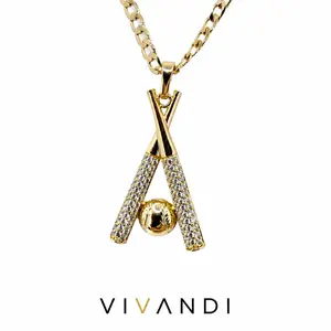 Vivandi Baseball Bat Pendant Necklace