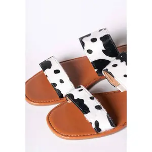 Cow Print Double Strap Sandals