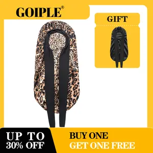 Women's Satin Braid Bonnet - 2 Count Large Long Silk Sleep Cap for Braids Lightweight Breathable Haircare Hair Care Wrap  (Black&Leopard Print)