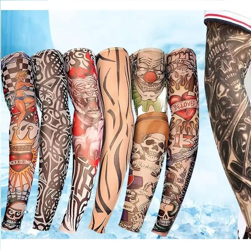 Yeomoo 6PCS Cooling Tattoo Art Arm Sleeves Cover UV Sun Protection Sport Outdoor activities Set Temporary Fake Tattoo Sleeves for Men Women with Designs of Skull, Dragon, Rose, Koi Fish, Wolf, Buddha, Tribal Arm Guard