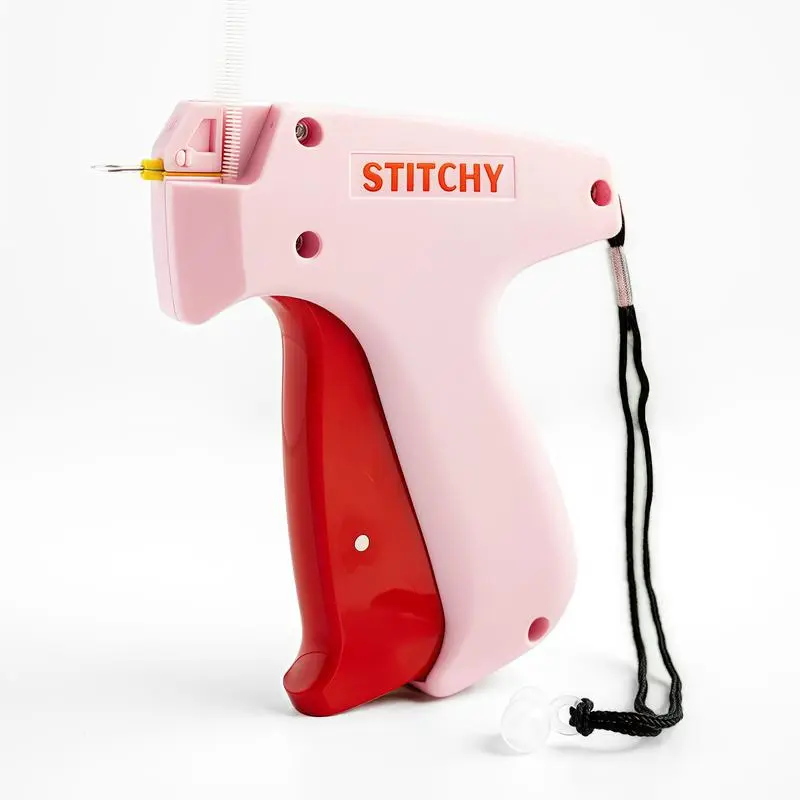 Handheld Plastic Clothing Alteration Tool - 1 Red and Pink Stitchy Design with 600+600 Micro Stitches - No Battery, No Magnets - Instantly Alter Your Clothing - At-Home Wardrobe Assistant