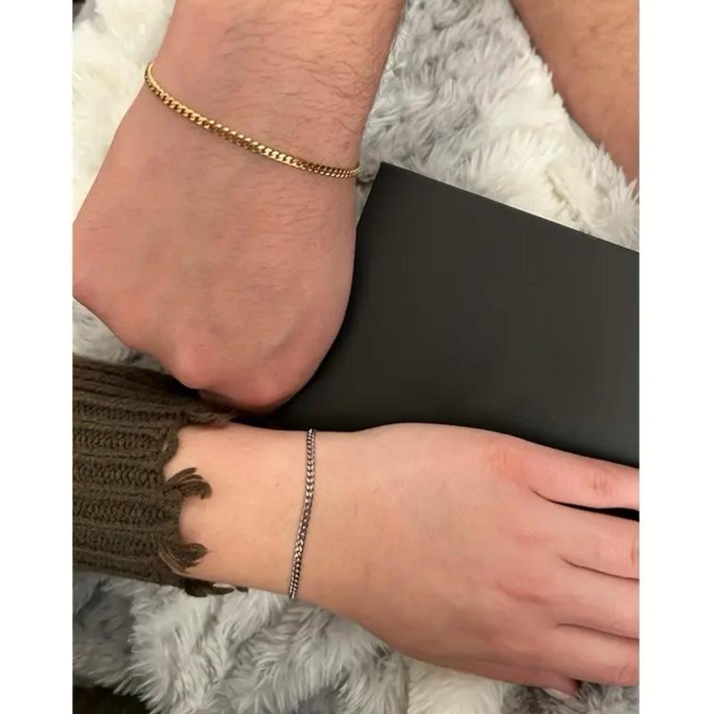 Permanent Couples Bracelets - Unisex Stainless Steel Hypoallergenic Gold/Silver Interlocked Bracelets with Adjustment Tool for Romantic Lifetime Promise - Perfect for Date Night or Anniversary - Perfect Birthday Gift