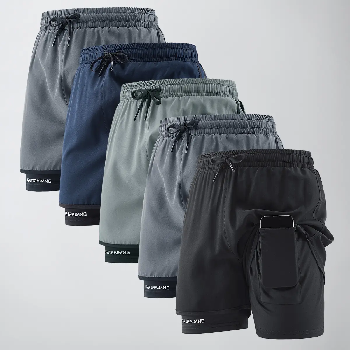 Men's sports shorts with side pockets, elastic waistband, and lightweight stretch fabric, suitable for running and casual wear - compression shorts | Gray running shorts | Fashionable sports shorts | Comfortable fit Men's sports shorts with side pockets, elastic waistband, and lightweight stretch fabric, suitable for running and casual wear - compression shorts | Gray running shorts | Fashionable sports shorts | Comfortable fit